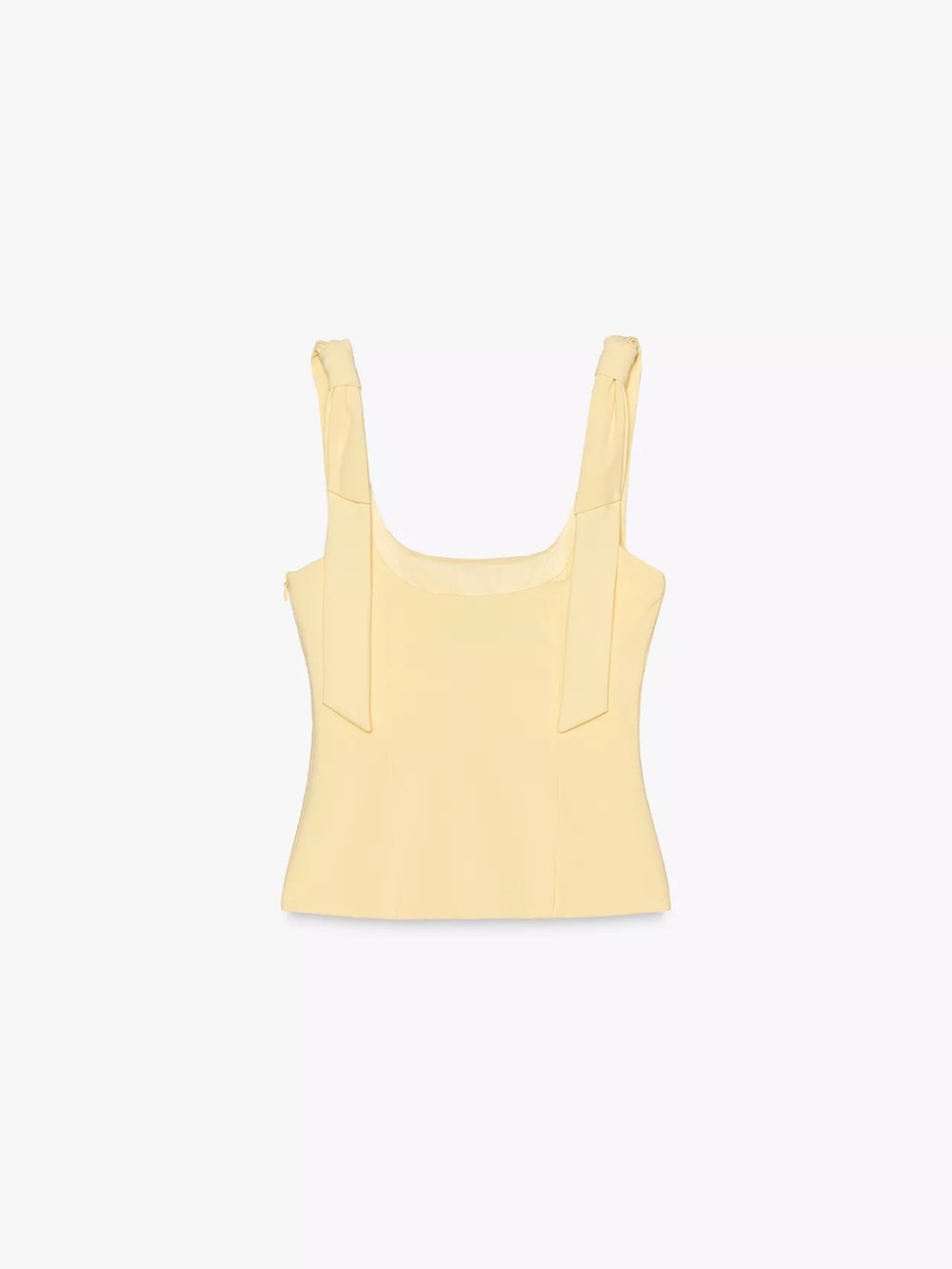 Zara Square-Neck Structured Tank Top - Pale Yellow